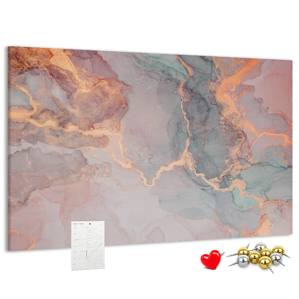 Pizarra de corcho con diseño abstracto en tonos pastel