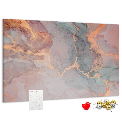 Pizarra de corcho con diseño abstracto en tonos pastel