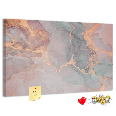 Pizarra de corcho con diseño abstracto en tonos pastel