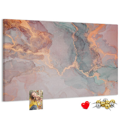 Pizarra de corcho con diseño abstracto en tonos pastel