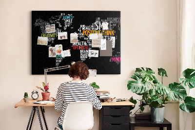 Tablero de corcho decorativo con diseño de mapa del mundo y lemas motivacionales