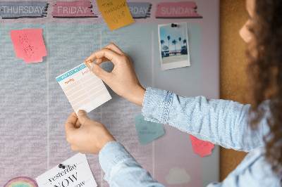 Tablero de anuncios agenda semanal con diseño de unicornios coloridos