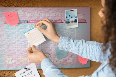 Tablero de anuncios agenda semanal con diseño de unicornios coloridos