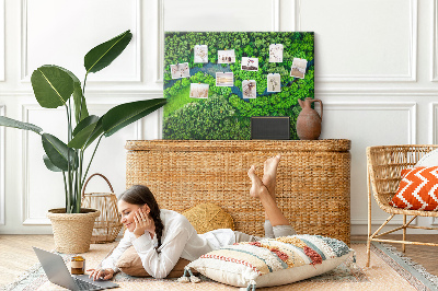 Tablero de anuncios con diseño de paisaje verde y río serpenteante