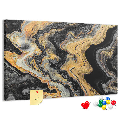 Tablero de corcho decorado Patrón abstracto de olas doradas y negras