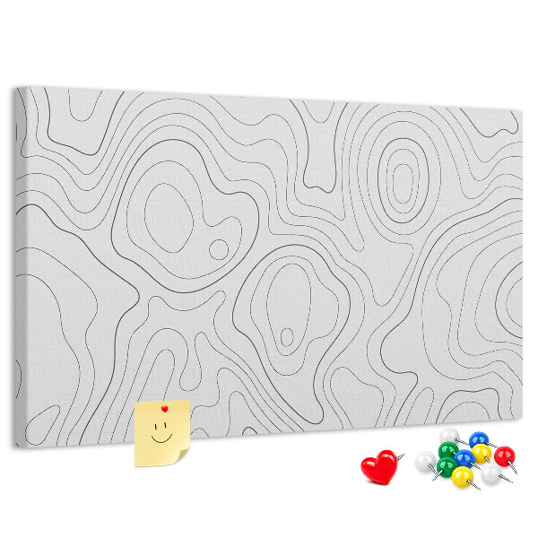 Tablero de anuncios con diseño de líneas abstractas en forma de contornos