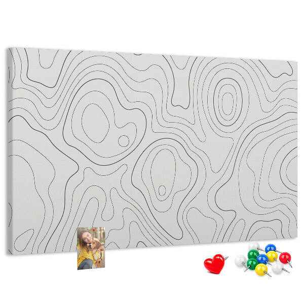 Tablero de anuncios con diseño de líneas abstractas en forma de contornos