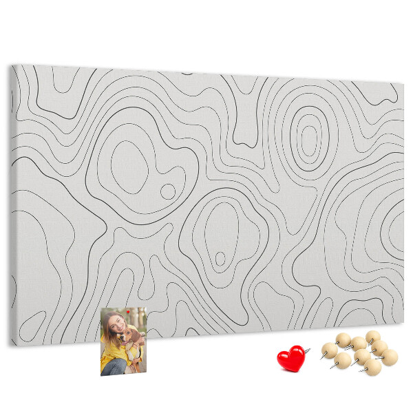 Tablero de anuncios con diseño de líneas abstractas en forma de contornos