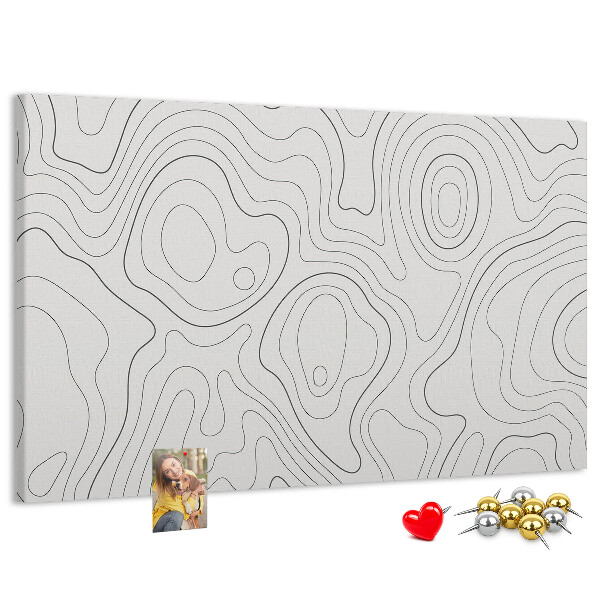 Tablero de anuncios con diseño de líneas abstractas en forma de contornos