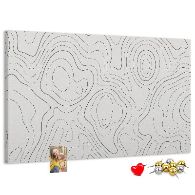 Tablero de anuncios con diseño de líneas abstractas en forma de contornos