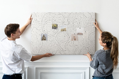Tablero de anuncios con diseño de líneas abstractas en forma de contornos