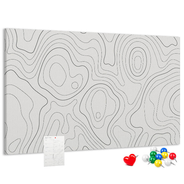 Tablero de anuncios con diseño de líneas abstractas en forma de contornos