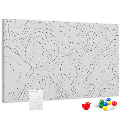 Tablero de anuncios con diseño de líneas abstractas en forma de contornos