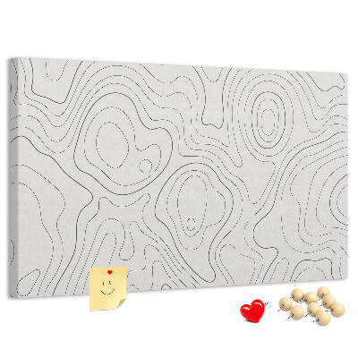 Tablero de anuncios con diseño de líneas abstractas en forma de contornos