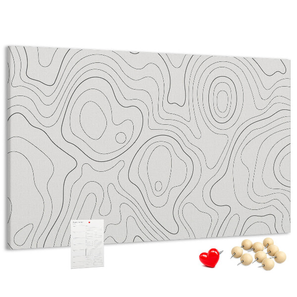 Tablero de anuncios con diseño de líneas abstractas en forma de contornos