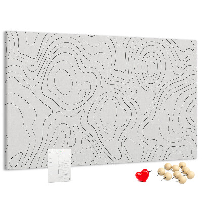Tablero de anuncios con diseño de líneas abstractas en forma de contornos