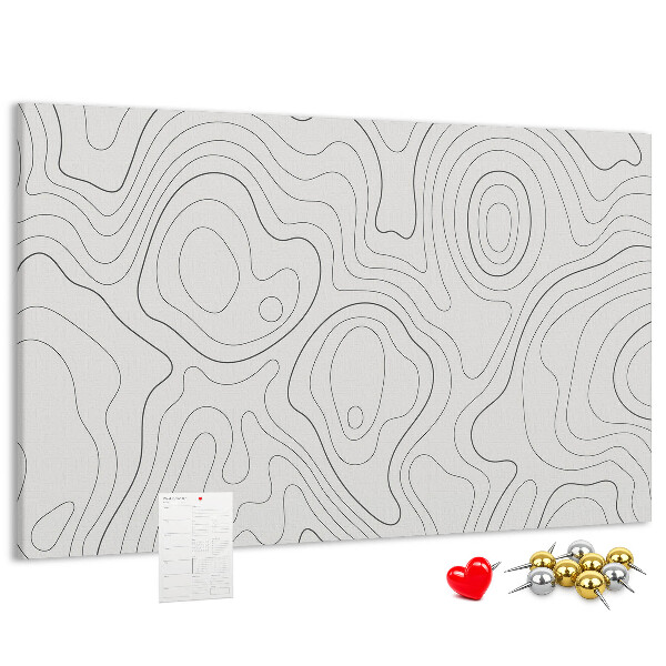 Tablero de anuncios con diseño de líneas abstractas en forma de contornos