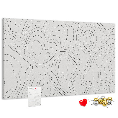 Tablero de anuncios con diseño de líneas abstractas en forma de contornos