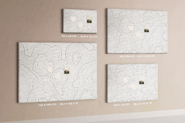 Tablero de anuncios con diseño de líneas abstractas en forma de contornos