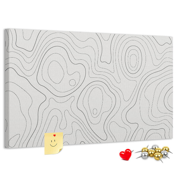 Tablero de anuncios con diseño de líneas abstractas en forma de contornos