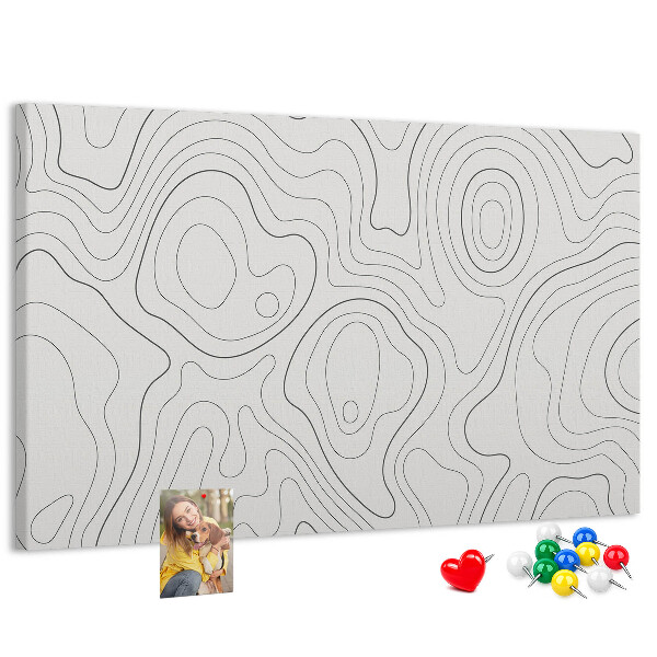 Tablero de anuncios con diseño de líneas abstractas en forma de contornos