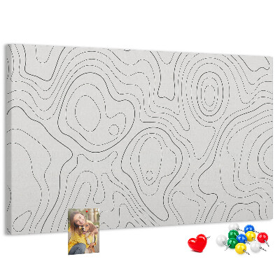 Tablero de anuncios con diseño de líneas abstractas en forma de contornos