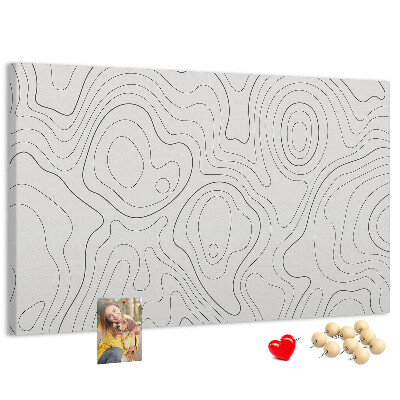 Tablero de anuncios con diseño de líneas abstractas en forma de contornos