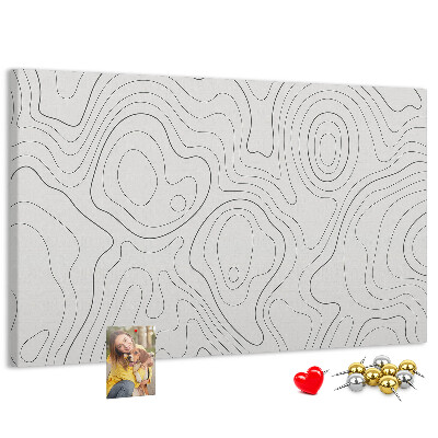 Tablero de anuncios con diseño de líneas abstractas en forma de contornos
