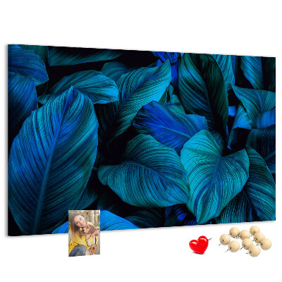 Tablero de anuncios hojas de color azul intenso