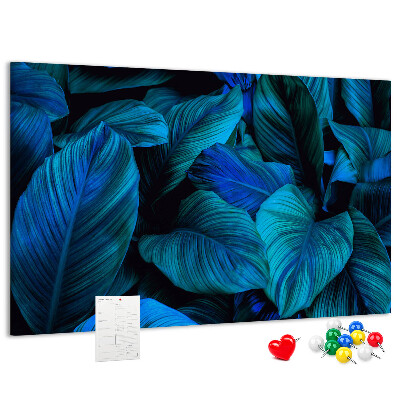 Tablero de anuncios hojas de color azul intenso