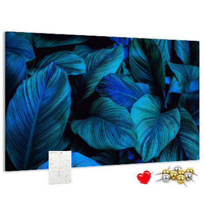 Tablero de anuncios hojas de color azul intenso