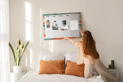 Tablero de corcho decorativo agenda colorida con diseño semanal