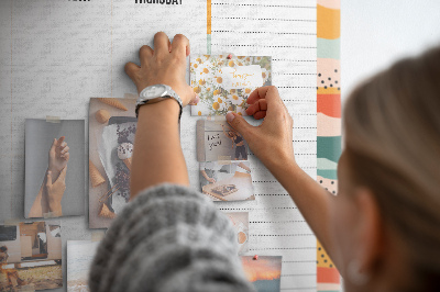 Tablero de corcho decorativo agenda colorida con diseño semanal