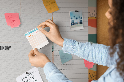 Tablero de corcho decorativo agenda colorida con diseño semanal