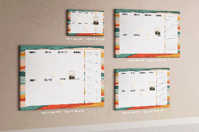 Tablero de corcho decorativo agenda colorida con diseño semanal