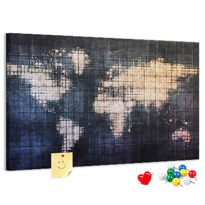 Tablero de anuncios Mapa del mundo pixelado estilizado