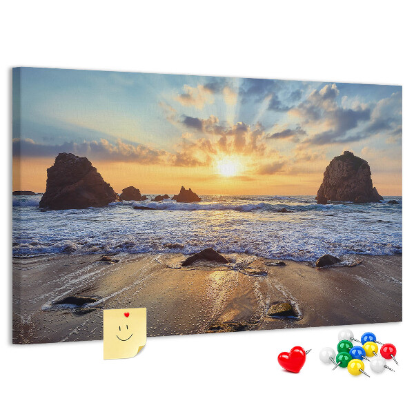 Tablero de corcho decorado Puesta de sol sobre el mar en calma