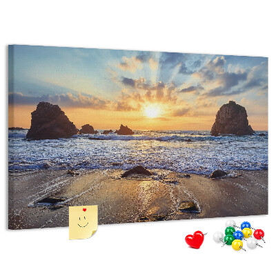 Tablero de corcho decorado Puesta de sol sobre el mar en calma