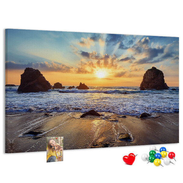 Tablero de corcho decorado Puesta de sol sobre el mar en calma