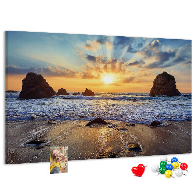 Tablero de corcho decorado Puesta de sol sobre el mar en calma