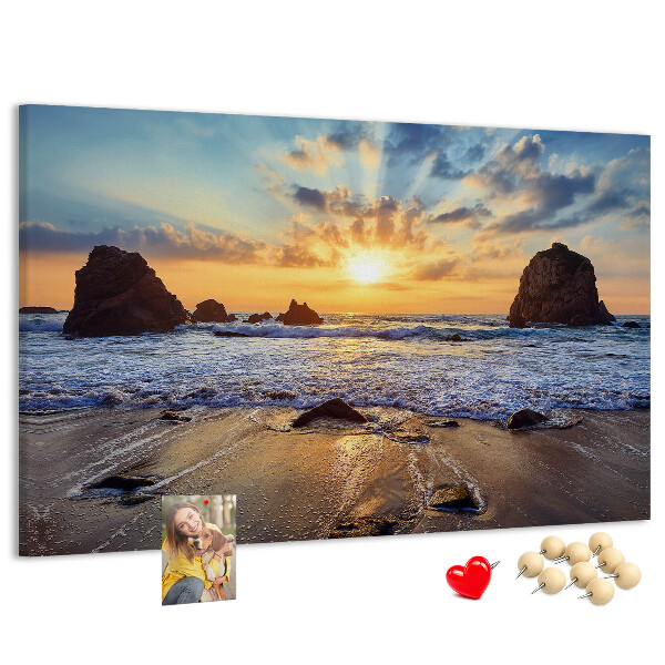 Tablero de corcho decorado Puesta de sol sobre el mar en calma