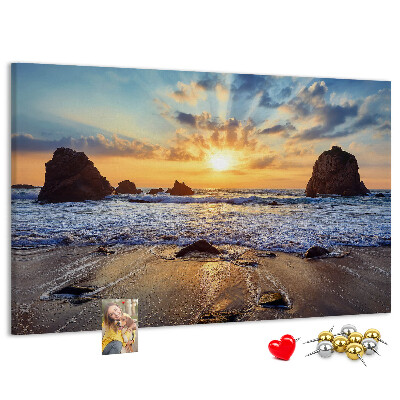 Tablero de corcho decorado Puesta de sol sobre el mar en calma