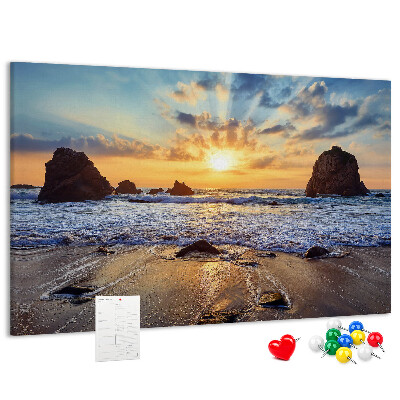 Tablero de corcho decorado Puesta de sol sobre el mar en calma