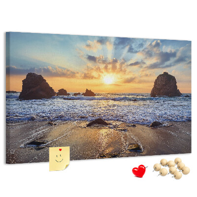 Tablero de corcho decorado Puesta de sol sobre el mar en calma