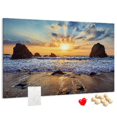 Tablero de corcho decorado Puesta de sol sobre el mar en calma