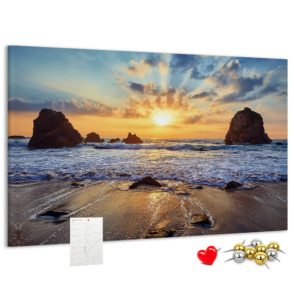 Tablero de corcho decorado Puesta de sol sobre el mar en calma