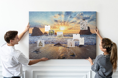 Tablero de corcho decorado Puesta de sol sobre el mar en calma