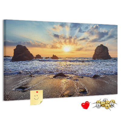 Tablero de corcho decorado Puesta de sol sobre el mar en calma