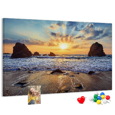 Tablero de corcho decorado Puesta de sol sobre el mar en calma
