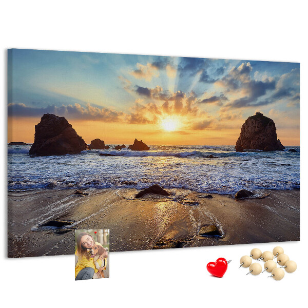 Tablero de corcho decorado Puesta de sol sobre el mar en calma